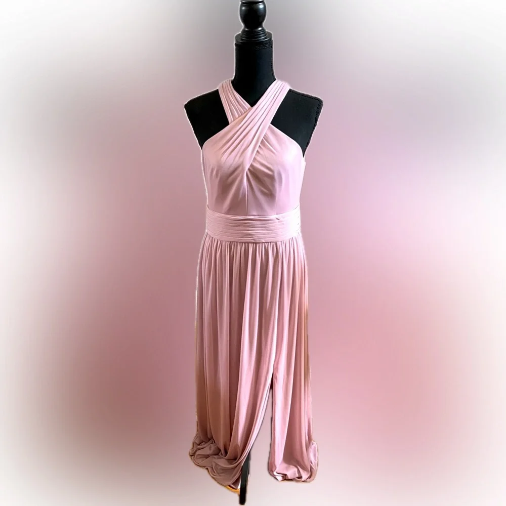 DB Studio Beautiful quartz gown with crisscross chest and front slit Size8 NWT - Picture 1 of 5